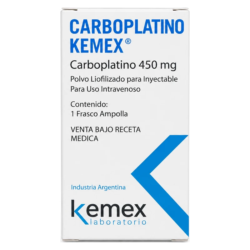 Caja de CARBOPLATINO KEMEX 450 mg, polvo liofilizado para inyectable, 1 frasco ampolla, laboratorio Kemex