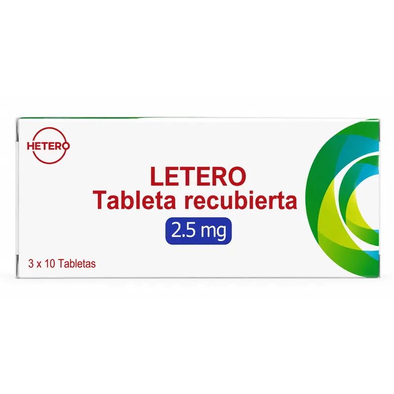 LETERO — Letrozol 2.5 mg — 3 blísteres de 10 tabletas (30 tabletas)
